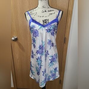 Morgan Taylor Floral Satin V-neck Sleep Shirt Nightgown
